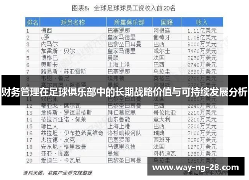 财务管理在足球俱乐部中的长期战略价值与可持续发展分析