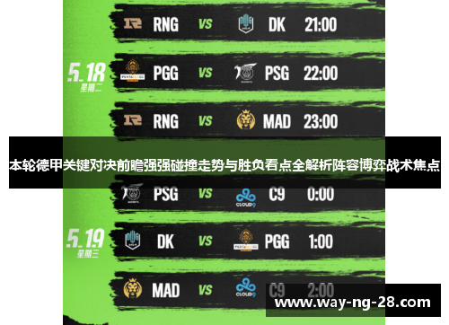 本轮德甲关键对决前瞻强强碰撞走势与胜负看点全解析阵容博弈战术焦点